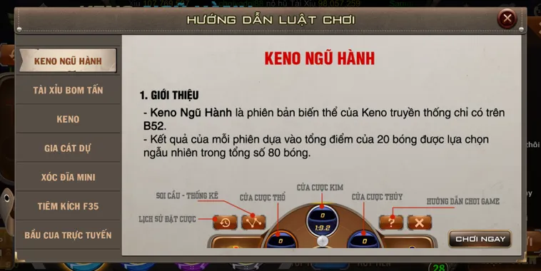Cách Chơi Keno Ngũ Hành Tại B52 Club Nhận Thưởng Lớn Mỗi Ngày Cho Bạn