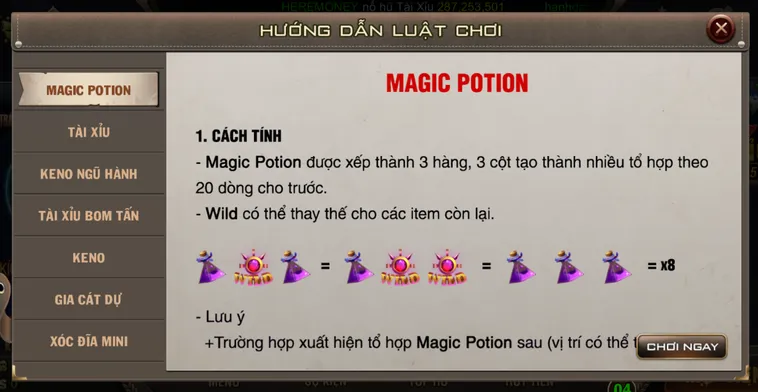 Minigame Magic Potion Tại B52 Club Bí Thuật Chế Thuốc Nổ Hũ Khủng