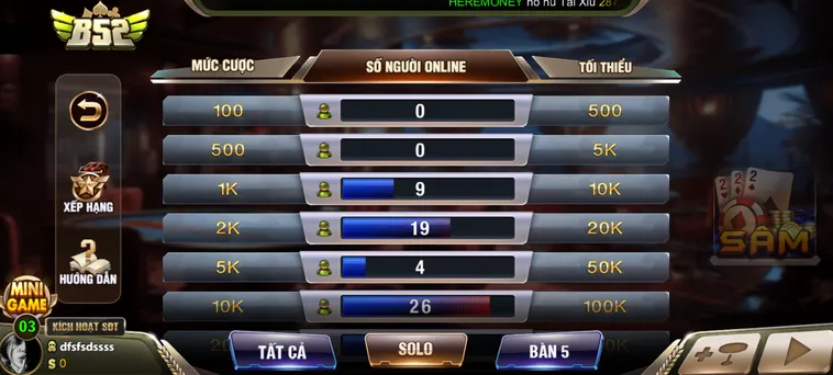 Sâm Lốc Tại B52 Club Trải Nghiệm Đẳng Cấp Đánh Bài Đổi Thưởng
