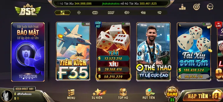 Sảnh game b52 đa dạng hình thức thể loại.
