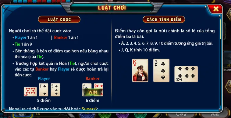 Super Baccarat 6 Tại B52 Club Cách Chơi Và Tỷ Lệ Ăn Thưởng Cực Cao